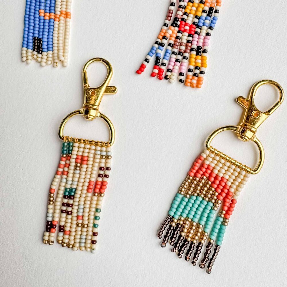 Handmade Beaded Tassel Purse Charm Keychain - Picture 5 of 10